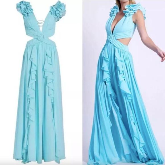 PatBo Cyan Flutter Sleeve Maxi Dress - Picture 2 of 12